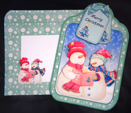 Singing Snowmen Tag Shaped Card Kit by Linda Short