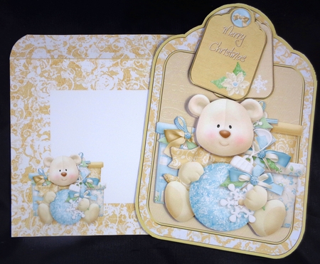 Festive Teddy Tag Shaped Card Kit by Linda Short