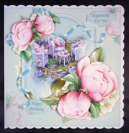 8x8 tea in an English country garden with peony 2 mini kit by Linda Short