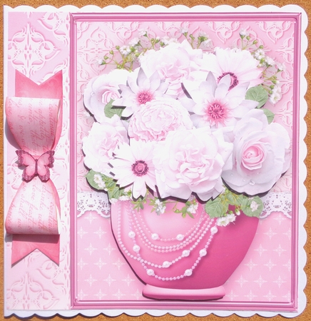 Pink Posy - Pot of Flowers A4 Card Mini Kit by Linda Short