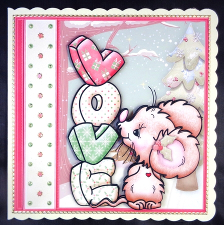 WITH LOVE AT CHRISTMOUSE 7.5 Christmas Decoupage Mini Kit by Linda Short