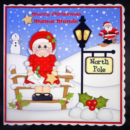 8 x 8 Christmas at the North Pole Mrs Claus has a letter for Santa Scalloped Corner Topper  by Linda Short
