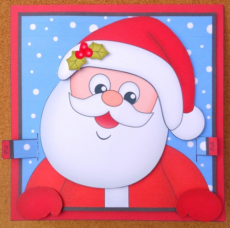 3D Christmas Animated Moveable Wobble Head Card  - Santa Claus by Linda Short