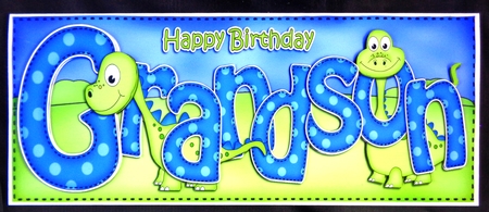Large DL Birthday GRANDSON Dinosaurs 3D decoupage by Linda Short