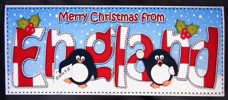 Large DL Merry Christmas from ENGLAND 3D decoupage  by Linda Short