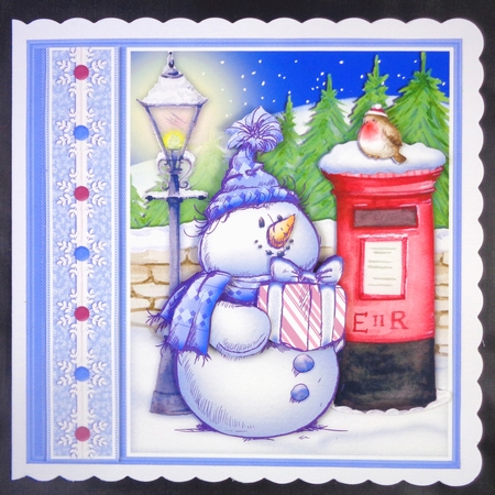 SKETCHY SNOWMAN & POSTBOX Christmas 7.5 Decoupage & Insert Mini Kit by Linda Short