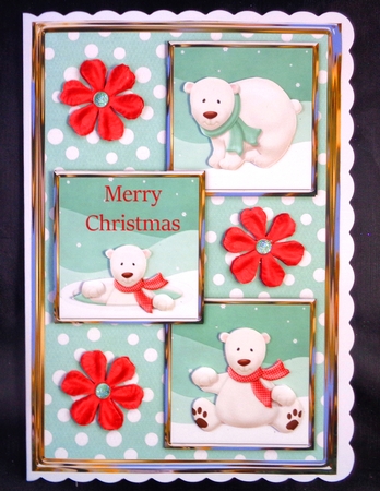 Polar Bears Three Square Quick Card by Linda Short