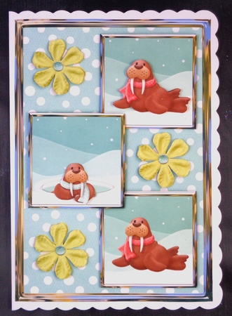 Walrus Three Square Quick Card by Linda Short