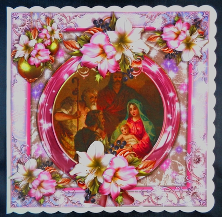 Vintage Christmas Nativity - Ornate Bauble by Linda Short