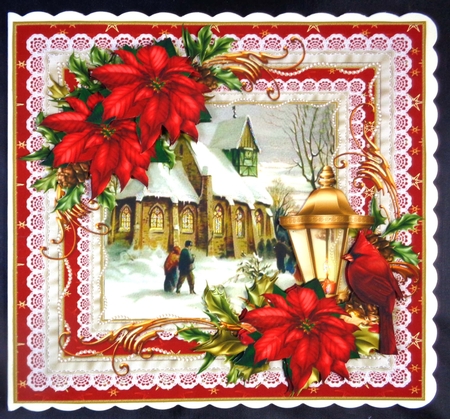 8x8 vintage scene with red cardinal 1 mini kit by Linda Short