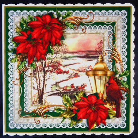 8x8 vintage scene with red cardinal 2 mini kit by Linda Short