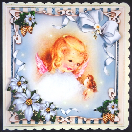 Winter Christmas Girl Angel With Bird by Linda Short