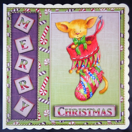 Super cute christmas card topper with a stocking 1011 by Linda Short