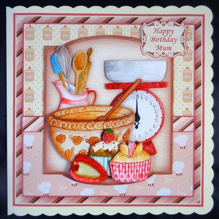YOU BAKE THE WORLD A BETTER PLACE 7.5 Decoupage & Insert Mini Kit by Linda Short