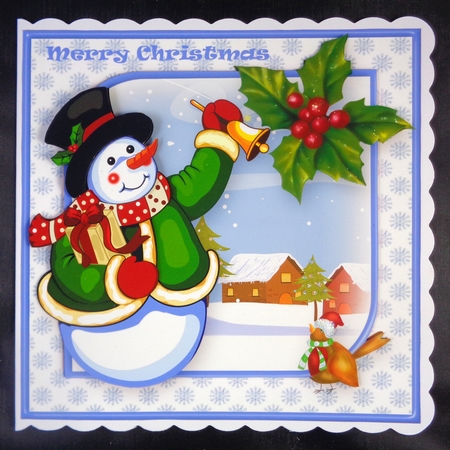 Snowman and Robin - Decoupage Card Front by Linda Short