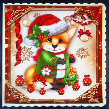 Festive Cute Christmas Fox With Decoration Mini Kit by Linda Short