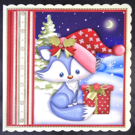 ARCTIC FOX & CHRISTMAS GIFT 7.5 Decoupage & Insert Mini Kit by Linda Short