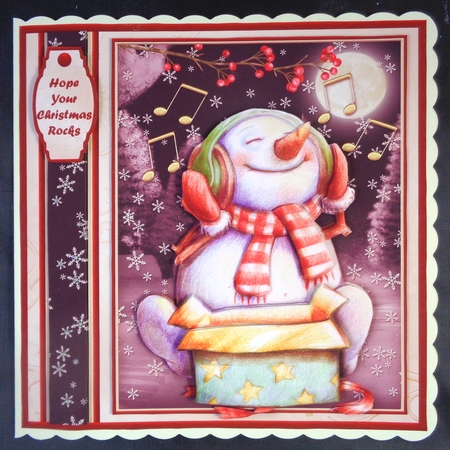 SNOWMANS MUSICAL CHRISTMAS GIFT 7.8 Decoupage & Insert Mini Kit  by Linda Short