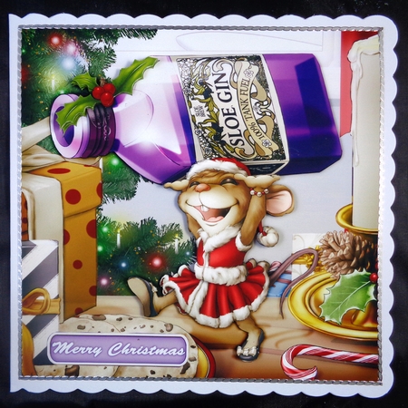 Mrs Christmas Sloe Gin Mouse 8x8 Quick Card by Linda Short