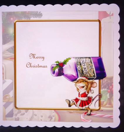 Mrs Christmas Sloe Gin Mouse 8x8 Quick Card Insert by Linda Short