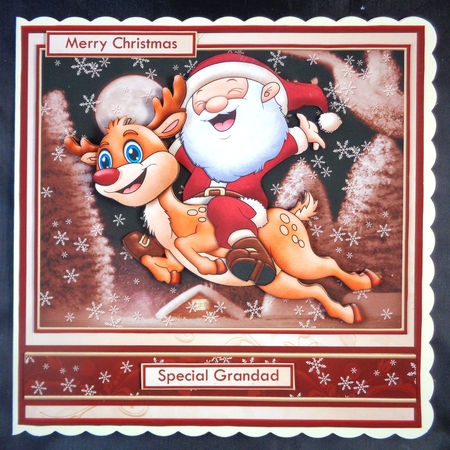 SANTAS CHRISTMAS FLIGHT 7.8 Decoupage & Insert Mini Kit by Linda Short