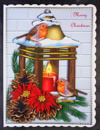 Christmas Lantern & Robin by Linda Short
