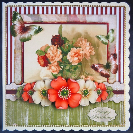 Vintage Birthday Flowers Card Kit 1044 by Linda Short