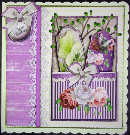 Vintage It is time for stripes and lace background kit 164 by Linda Short