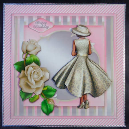 Elegant Lady With Roses Card Front by Linda Short