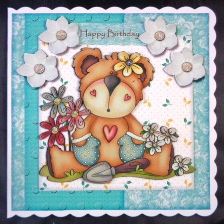 Cute Teddie In The garden Mini Kit by Linda Short