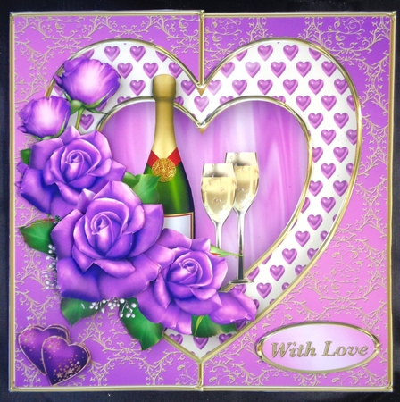 Valentine Champagne - Offset Heart Card Mini Kit by Linda Short