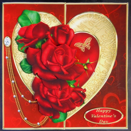 Valentine Roses - Offset Heart Card Mini Kit by Linda Short