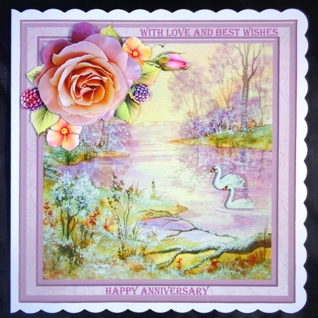 Swan scene card topper & decoupage by Linda Short