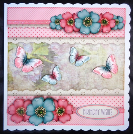 Vintage Stripes Dots Flowers blush soft blue 1100 by Linda Short