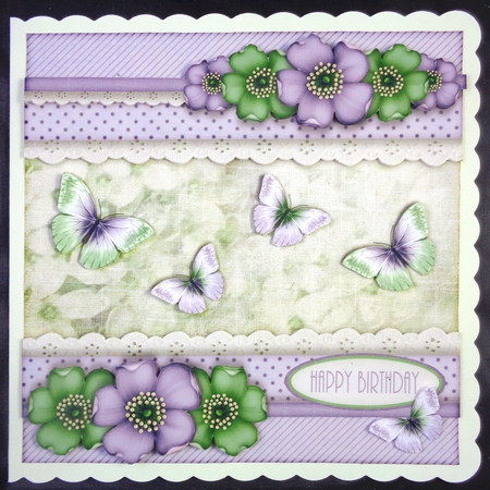 Vintage Stripes Dots Flowers purple green 1101 by Linda Short