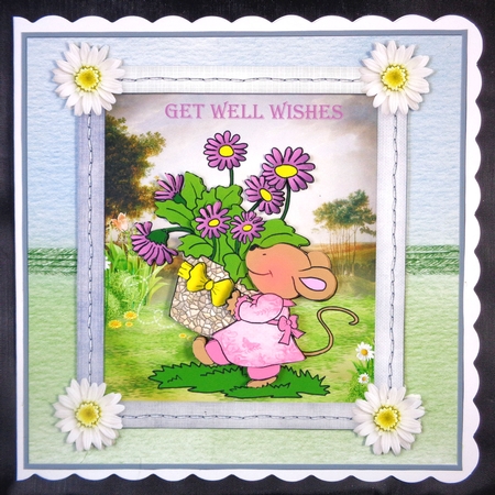 Mouse greetings with flowers by Linda Short