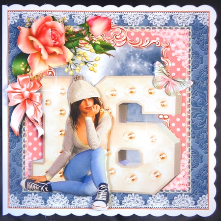 Sweet 16 card front Kit by Linda Short