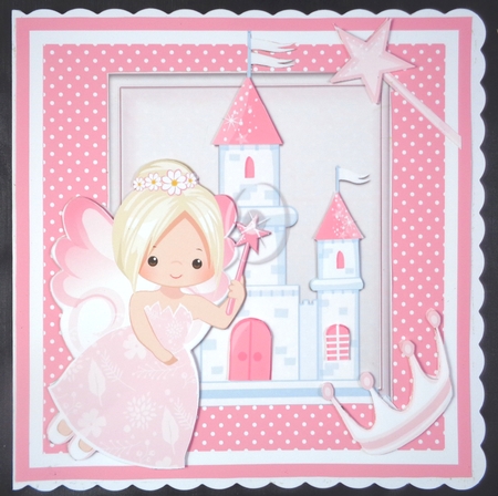 Little Fairy Princess With Castle 8x8  by Linda Short