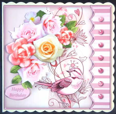 A Little Bird - Decoupage Card Front by Linda Short