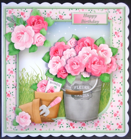 Gardening Time - Decoupage Card Front by Linda Short