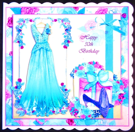 Elegant Teal, Blue and Lilac Dress and Shoes for Mothers Day or Birthday by Linda Short