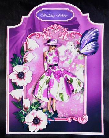 Floral Fancy Screen Shaped Card Front with Step by Step by Linda Short