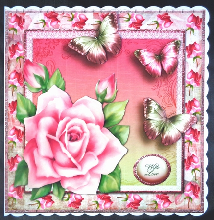 Vintage Romantic Rose and Butterflies 1164 by Linda Short