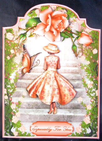 The Rose Grove Screen Shaped Card Front with Step by Step by Linda Short