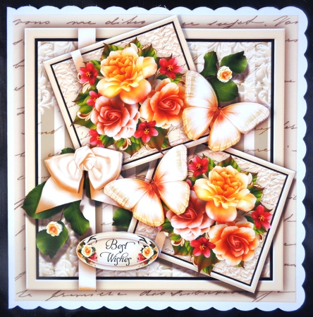 Topper Vintage Flowers With Butterflies by Linda Short