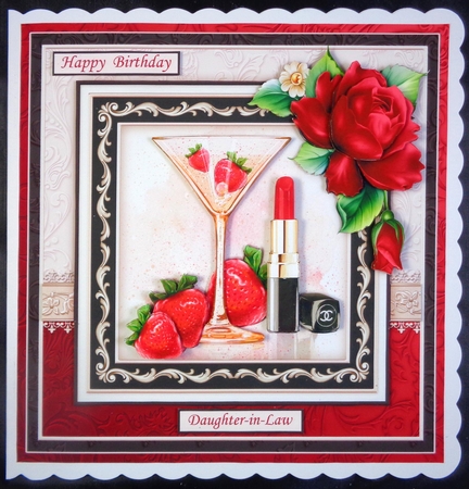 CHAMPAGNE & STRAWBERRIES 8x8 Decoupage & Insert Mini Kit All Occasions by Linda Short