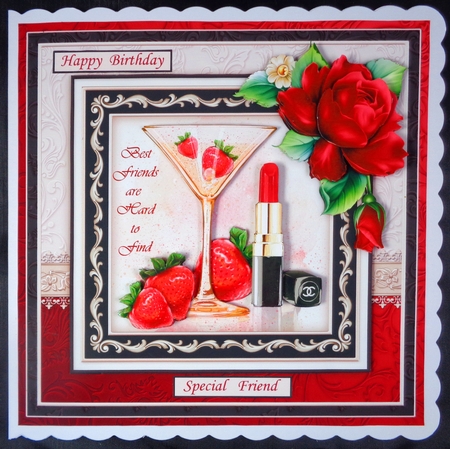 CHAMPAGNE & STRAWBERRIES 8x8 Decoupage & Insert Mini Kit All Occasions by Linda Short
