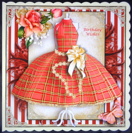 The Tartan Dress Card Front Kit  by Linda Short