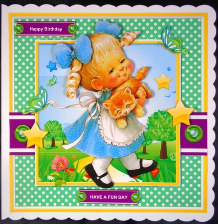 Little Cute Girl WIth Cat by Linda Short