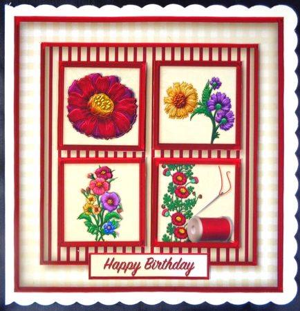 Embroidered Flowers - Square Layers Card Mini Kit by Linda Short